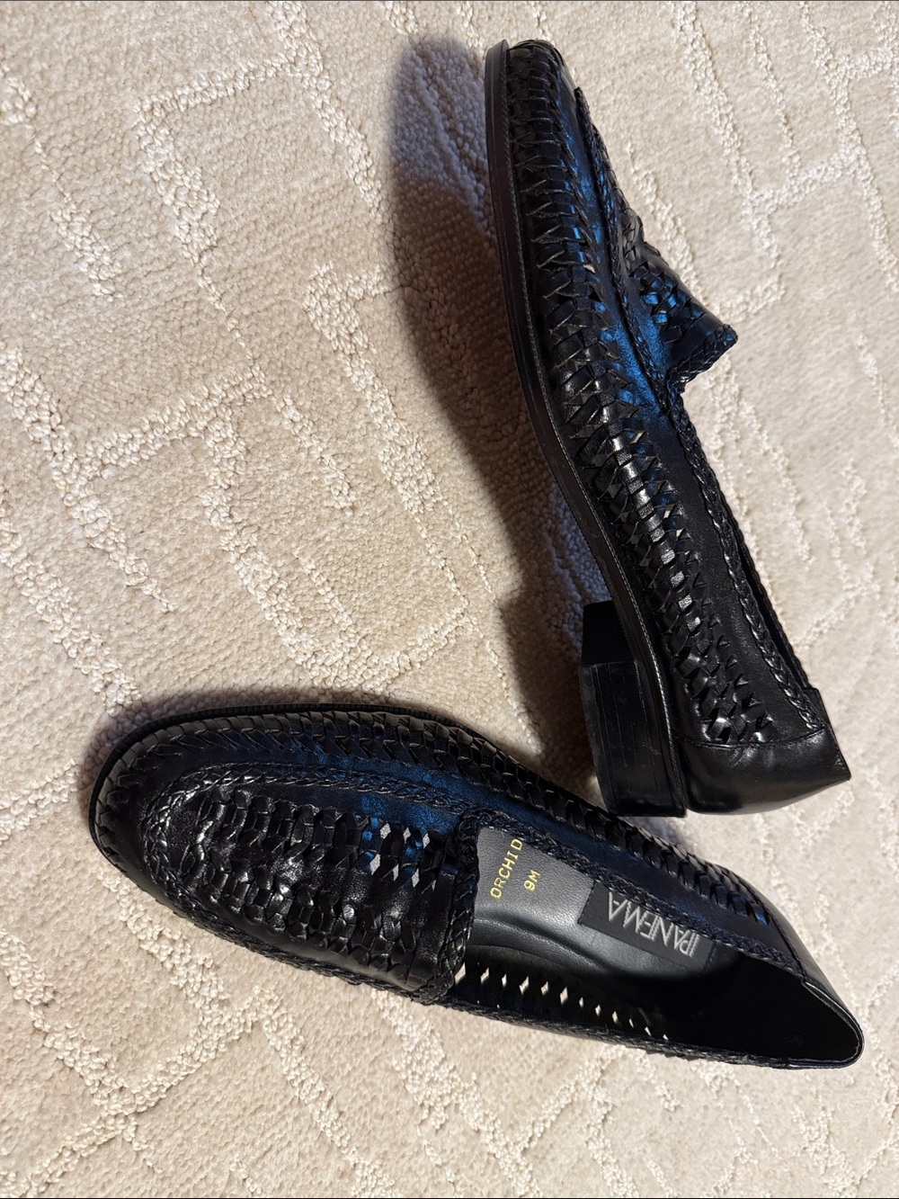 Ipanema Black Woven Leather Flats